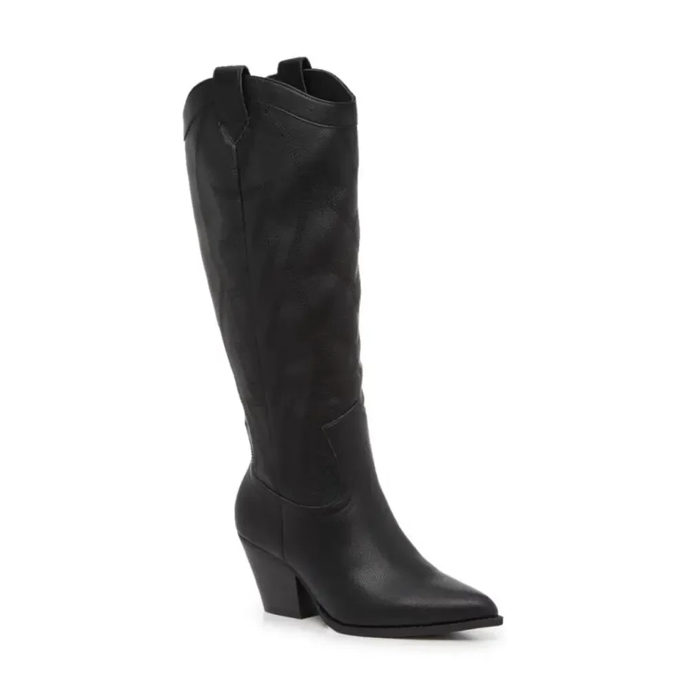 NWT Mix No. 6 Leeah Wide Calf Cowboy Boot black sz 6.5M